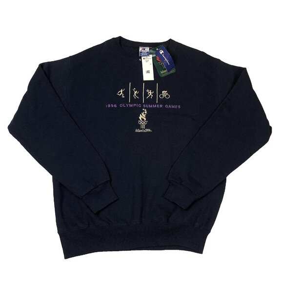 New Champion 1996 Atlanta Summer Olympics Navy Blue Crewneck Size Large With Tag - Picture 1 of 12